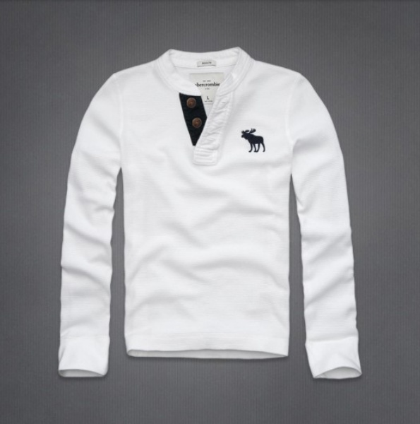 Abercrombie Fitch Hombres Ponte de pie de cuello Largo Remera AF6227